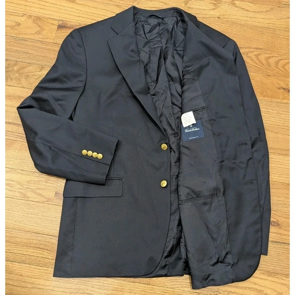 Preppy 1818 Wool Navy Blazer Gold Buttons Brooks Brothers 44R Made in Mexico